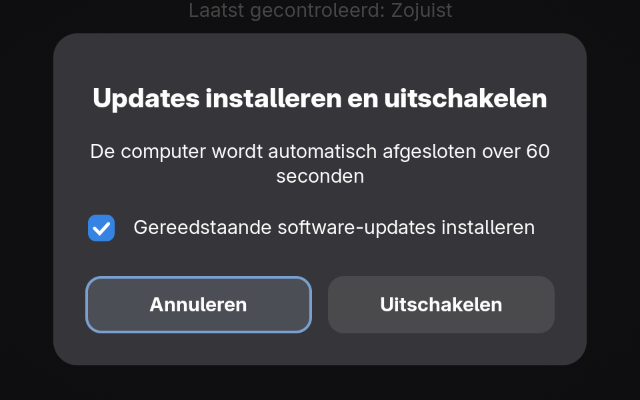 Updates installeren en afsluiten