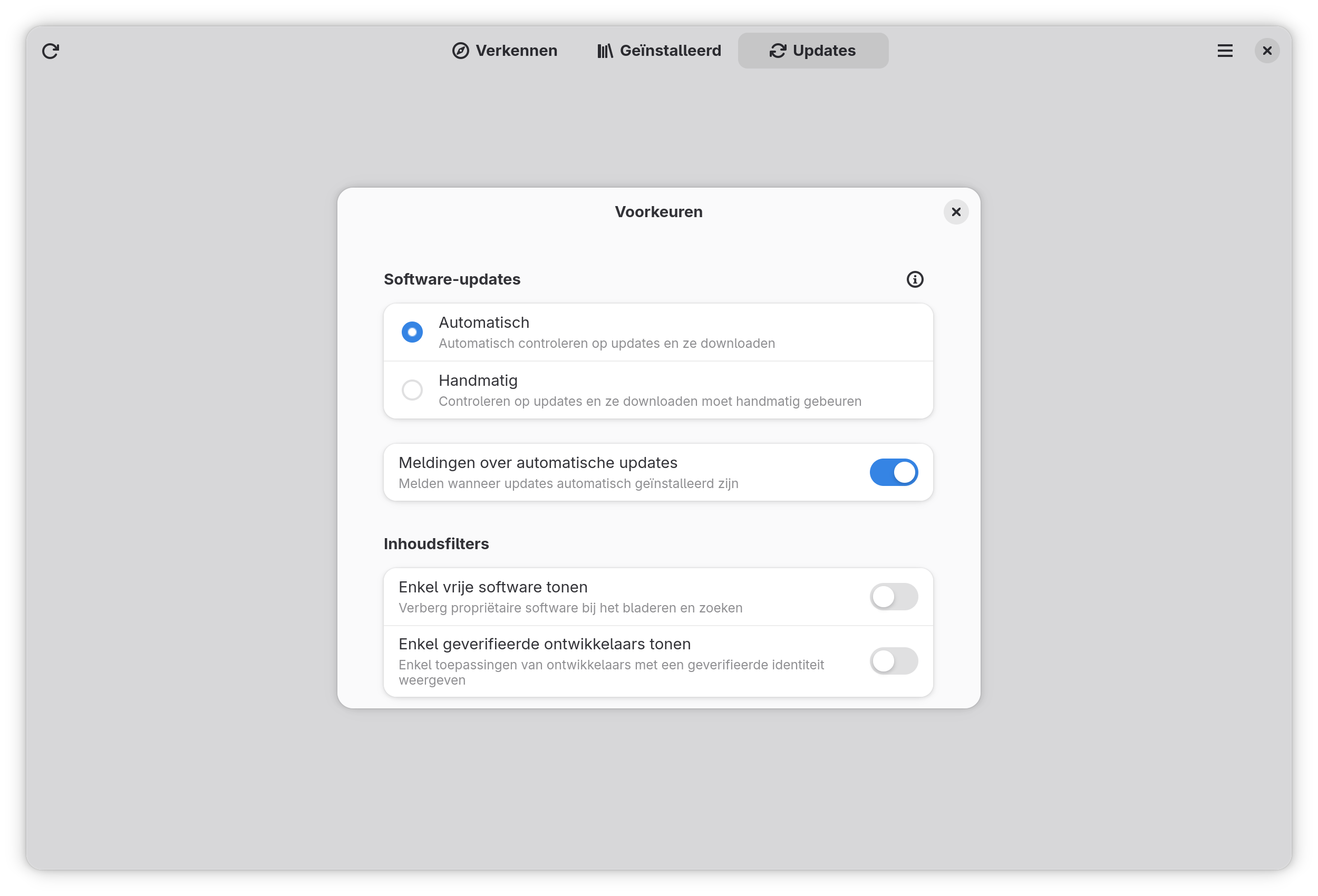 Voorkeuren Software